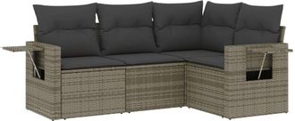 vidaXL Set De Sof&aacute;s De Jard&iacute;n 4 Pzas Y Cojines Rat&aacute;n Sint&eacute;tico Gris Vidaxl