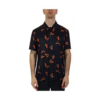 Baldessarini Night Sky Printed Lobsters Shirt - Heren - Korte mouwen Overhemden - Blauw - M - Overhemden