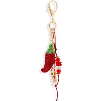 Leith Rhinestone Chili Pepper Bag Charm in Red Multi- Gold at Nordstrom Rack
