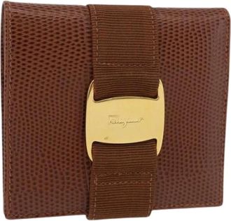 Ferragamo Pre-owned Wallets, female, Brown, Size: ONE SIZE Pre-owned Compact Leather Wallet