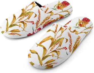 Generic Wheat Sorghum Plants Mens House Slippers Slip Indoor Slipper On Shoes Warm Outdoor