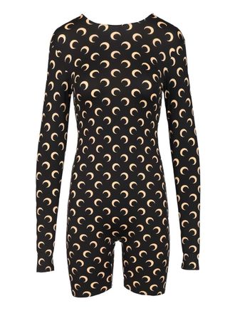 Marine Serre Crescent Moon Print Jumpsuit Trousers Nero-Donna