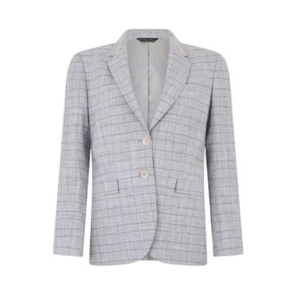 Brooks Brothers Glen Plaid Katoenen Blazer - Dames - Blazers - Grijs - M - Katoen - Jassen