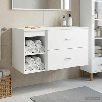 vidaXL Vidaxl Set Di Mobili Per Il Bagno 2 Pz Bianco Legno