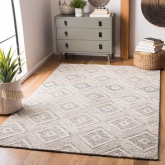 Safavieh Abstract Hand Made Area Rug, Ivory / Denim Transitional Style Non-Shedding