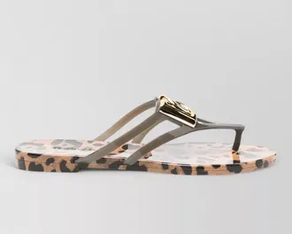 Dolce & Gabbana rubber logo slides strappy design flat sole