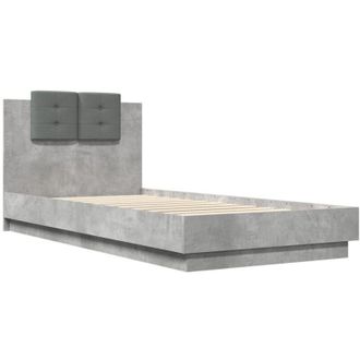 vidaXL Vidaxl - Cama Con Cabecero Madera De Ingenier&iacute;a Gris Hormig&oacute;n 100x200 Cm