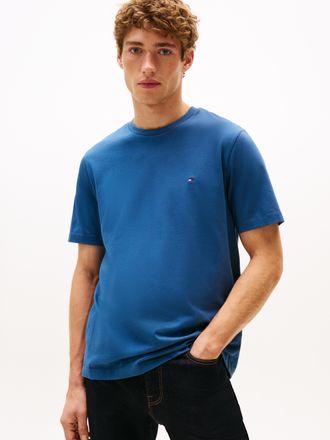 Tommy Hilfiger T-Shirt TOMMY HILFIGER ESSENTIAL REG FIT SOLID TEE mit Stickerei und Rundhals, Herren, Gr. XXL, blau (aegean sea), Single Jersey, Obermaterial: 100% B