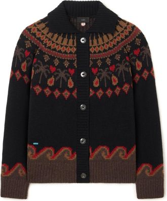 Alanui Black Geometric Shawl Neck Cardigan