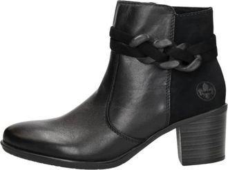 Rieker Enkellaarsjes Hak - Dames - Laarzen met Hak - Zwart - 40 EU - Schoenen