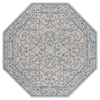 Jonathan Y Designs Charleston Vintage Filigree Textured Weave Octagon Indoor/Outdoor Area Rug in Gray/navy at Nordstrom, Size 8Ft 0In X 8Ft 0In