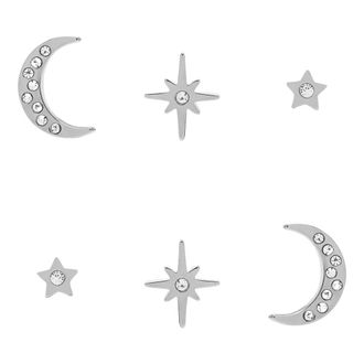 Olivia Burton Earrings, female, Gray, ONE SIZE, Celestial North Star & Moon Stud Earrings Set
