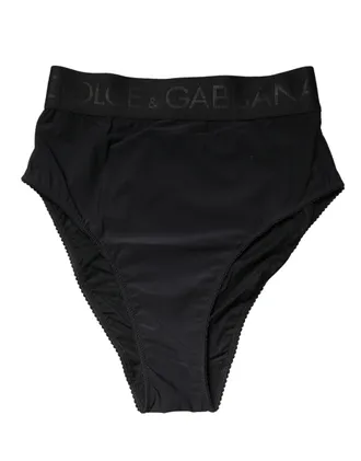 Dolce & Gabbana Womens Black Logo Waistband High Brief Underwear Elastane Nylon Clothing