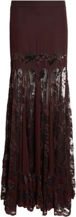 Zimmermann Valiant Panelled Silk & Lace Maxi Skirt in Chocolate at Nordstrom, Size 4