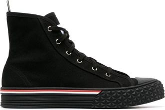 Thom Browne RWB striped high-top sneakers - men - Cotton/Rubber/Cotton/Calf Leather - 7.5 - Black