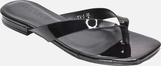 XY London Womens XY London Womens/Ladies Rio Patent Thong Strap Square Flip Flops - Black - Size: 8