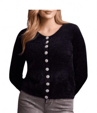 Tribal Diamante Button Cardigan In Black