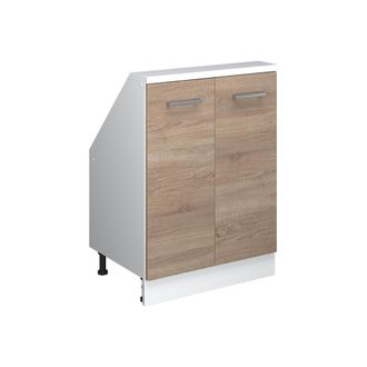 Vicco Armario De Cocina Para Techo Inclinado R-line, Sonoma/blanco, 60 Cm Con 2 Puertas, Vicco