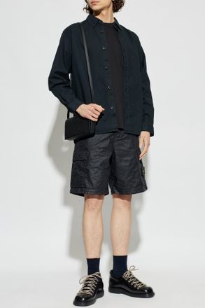 Stone Island Shirt With Embroidered Logo, Mens, Black