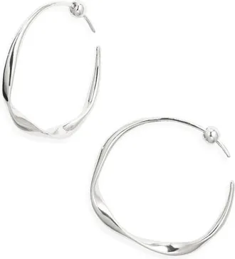 Nordstrom Fluted Hoop Earrings in Sterling Silver Plated at Nordstrom