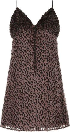 Saint Laurent velvet mini dress - women - Silk - 38 - Brown
