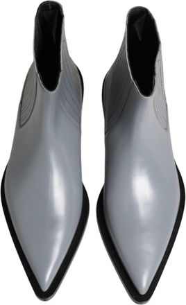 Dolce & Gabbana Mens Light Gray Chelsea Short Ankle Boots Shoes Leather
