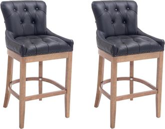Clp Set 2x Taburetes Lakewood En Cuero Original Negro Antiguo Claro