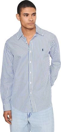 Polo Ralph Lauren Classic Fit Striped Broadcloth Shirt Mens Clothing White/Blue : 2XL, Cotton
