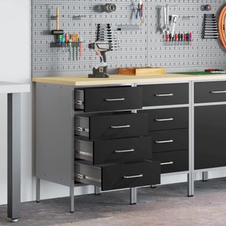vidaXL Vidaxl - Mobile da lavoro 2 pcs Nero e Grigio 100 x 55 x 85 cm