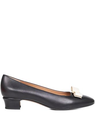 Ferragamo vara bow almond ballet flats - Black