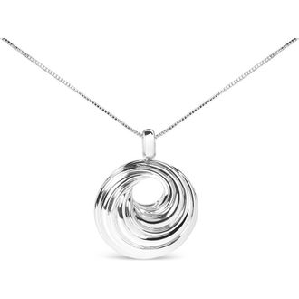 House of Brilliance 925 Sterling Silver Endless Wave Swirl Statement Medallion Pendant Necklace in White at Nordstrom