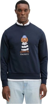 Hackett Harry Crew-Neck Sweatshirt - Heren - Sweatshirts - Blauw - M - Katoen - Hoodies & sweatvesten