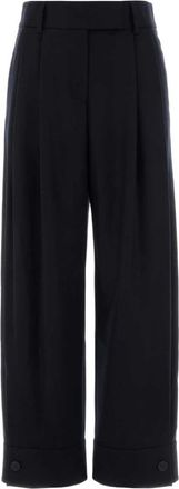 Alanui Broek van Zuivere Scheerwol met Plooi - Dames - Wijde Broeken - Blauw - XL - Wol - Broeken