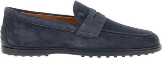 Tod's Dark Blue Suede Loafers