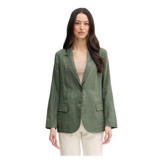 Benetton Jassen, Dames, Groen, S, Linnen, Linnen Blazer