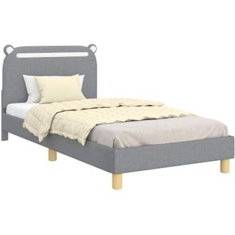 vidaXL Cama Para Ni&ntilde;os Con Cabecero Gris Claro 90 X 190 Cm Tela Vidaxl