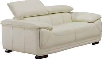 Vente-Unique Sof&aacute; 2 plazas de piel MACELO - Blanco marfil