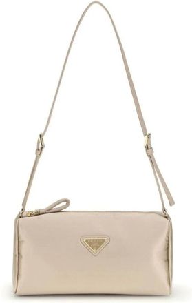 Prada Shoulder Bags, female, Beige, Size: ONE SIZE Satin Mini Shoulder Bag