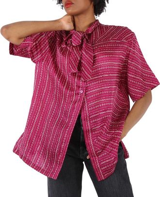 Chloé Ladies Pink Bow Tie Silk Blouse, Brand Size 38 (US Size 4)