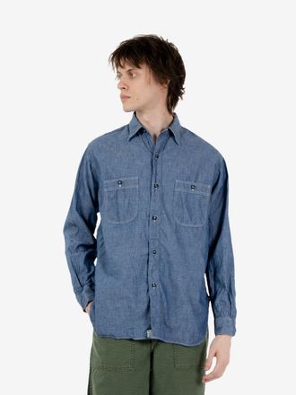 Orslow Relax fit chambray work shirt blu