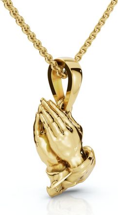 Pompeii3 14k White or Yellow Gold Jesus Praying Hands Pendant Necklace 1 Tall 5 Grams