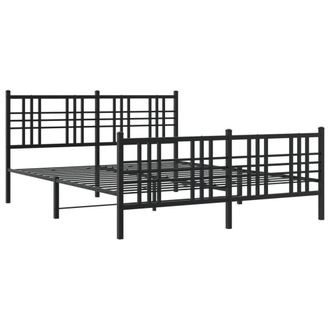 Berkfield Home Metal Bed Frame without Mattress with Footboard Black 150x200cm | Size: 150x200 cm