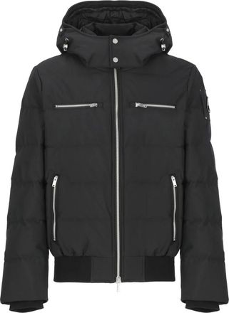 Moose Knuckles Winter Jackets, male, Black, Size: M Quilted Down Jacket with Removable Hood