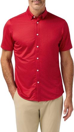 Mizzen+Main Haylard Trim Fit Red Hot Dot Short Sleeve Button-Up Shirt at Nordstrom, Size Medium