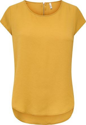 Only Kurzarmbluse ONLY ONLVIC - feminines Blusenshirt in lockerer Form, Damen, Gr. 34, harvest gold, Web, Obermaterial: 97% Polyester, 3% Elasthan, unifarb