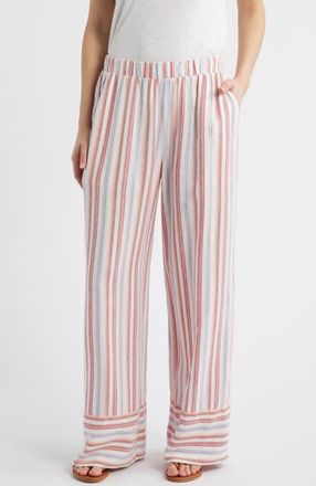 Cloth & Stone Stripe Linen Blend Wide Leg Pants in Tuscan Sunrise Stripe at Nordstrom, Size X-Small