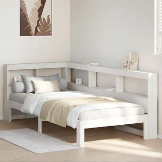 Berkfield Home Bookcase Bed without Mattress White 75x190 cm Small Single Solid Wood Pine