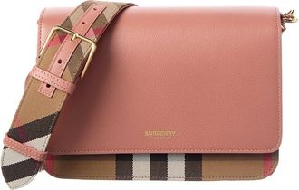 Burberry Check E-Canvas & Leather Shoulder Bag