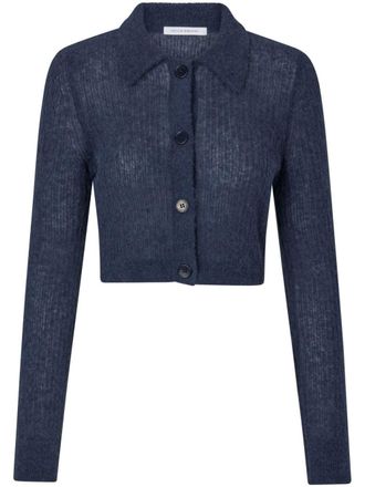 Cecilie Bahnsen classic collar cardigan - women - Mohair/Wool/Polyamide - M - Blue