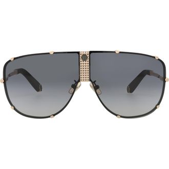 Philipp Plein 69mm Shield Sunglasses in Gold Gold Smoke at Nordstrom Rack